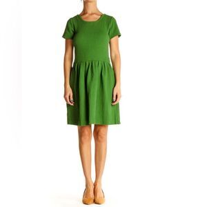 Ganni Solid Day Fit & Flare Textured Dress